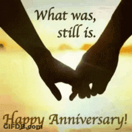 Happy Wedding Anniversary Holding Hands Silhouette GIF