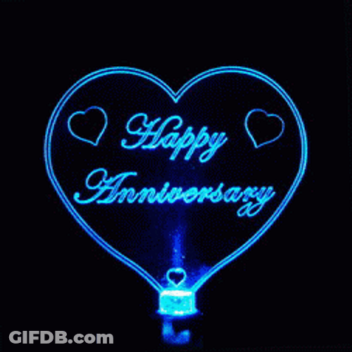 Happy Wedding Anniversary Neon Heart GIF