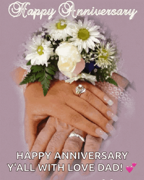 Happy Wedding Anniversary Shiny Couple Rings GIF