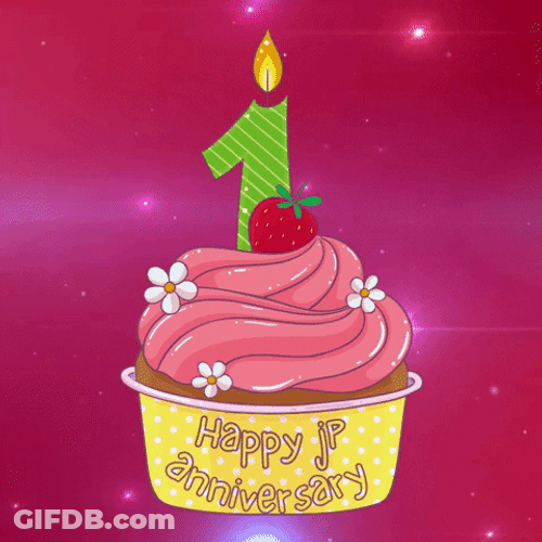 Happy Wedding Anniversary Sparkling Cup Cake GIF