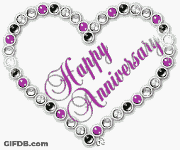 Happy Wedding Anniversary Sparkling Gem Heart GIF