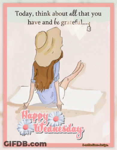 Happy Wednesday Woman Sitting On Beach GIF