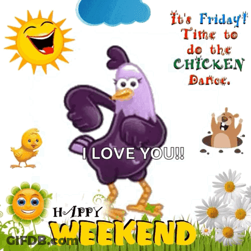 Happy Weekend Dancing Chicken GIF