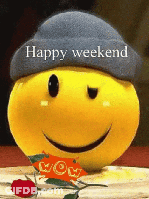 Happy Weekend Smiley Face Emoji Wink GIF