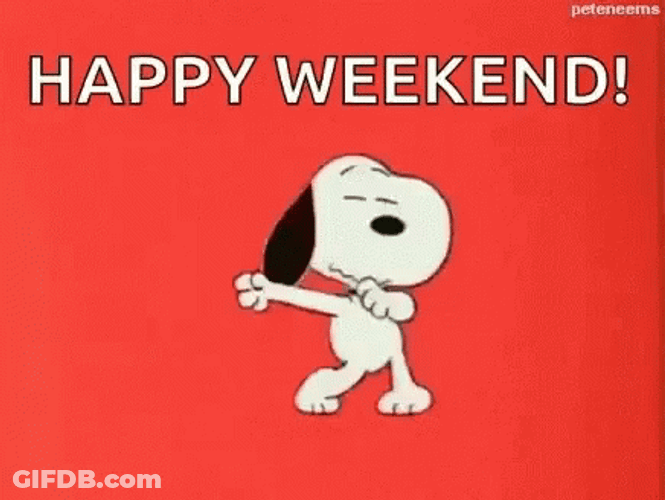 Happy Weekend Snoopy Dancing Cool Red GIF