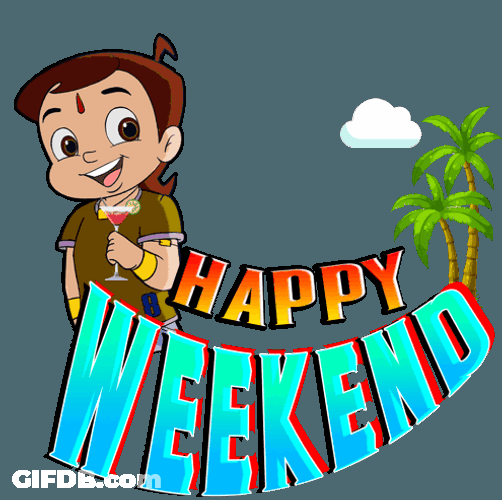 Happy Weekend Sun Drinks Palm Trees GIF