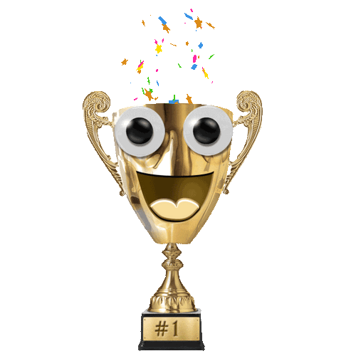 Happy Win Trophy With Confetti GIF