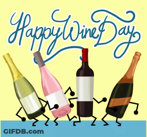 Happy Wine Day Poster With Dancing Bottles GIF