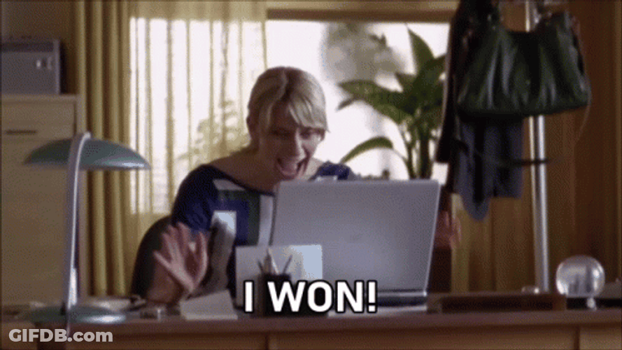 Happy Winning Caroline Peters GIF