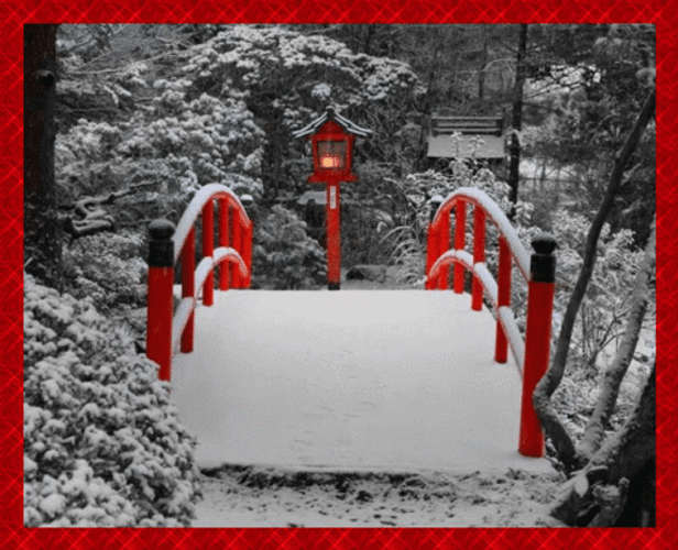 Happy Winter Saturday Red Bridge GIF