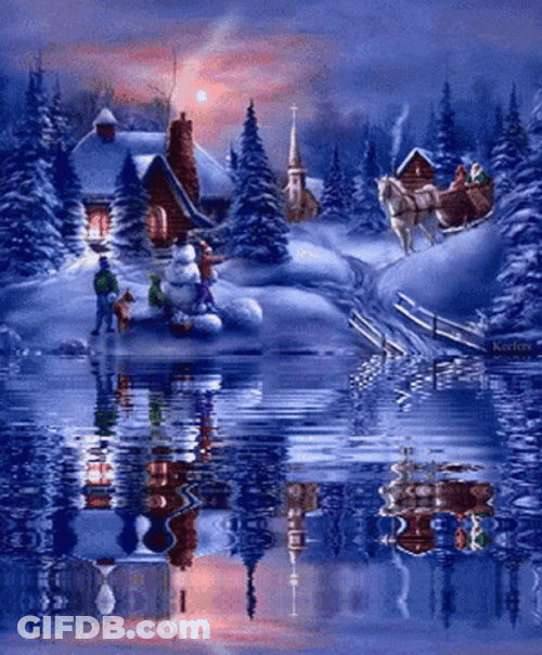 Happy Winter Saturday Scenery Reflection GIF