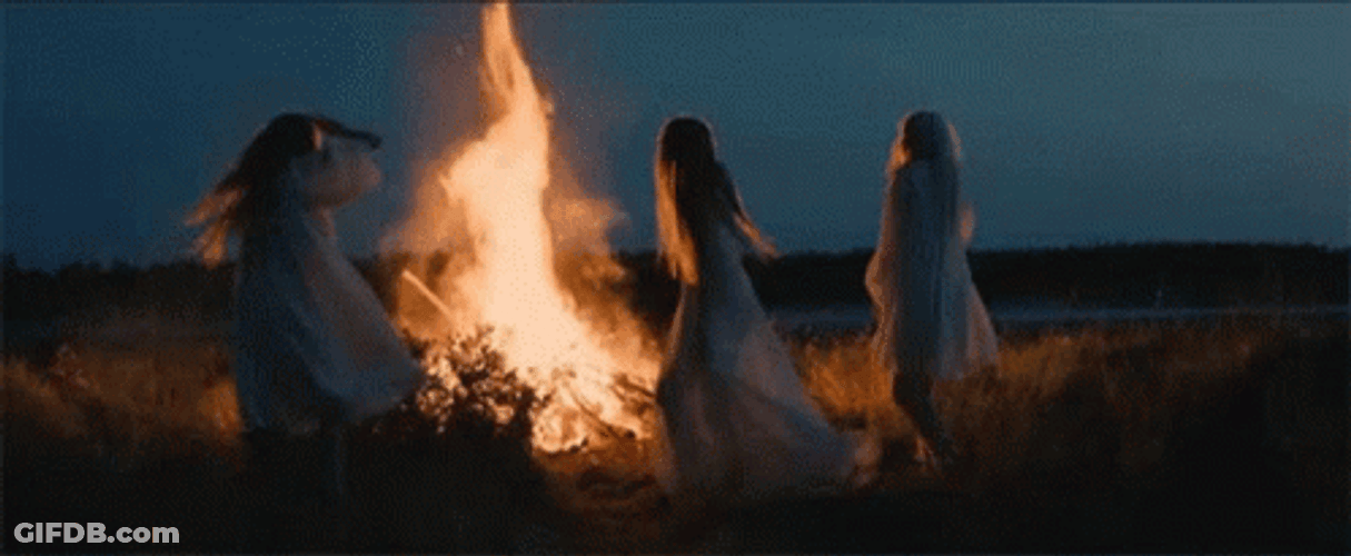 Happy Winter Solstice Bonfire Dancing GIF
