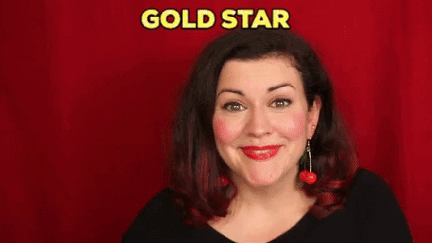 Happy Woman Gold Star Kudos GIF