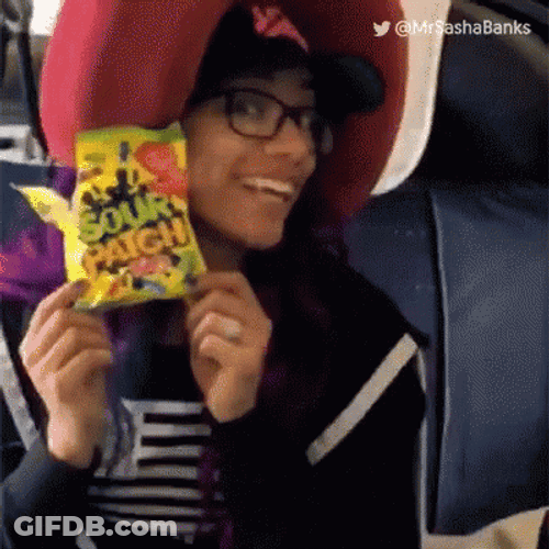 Happy Woman Kiss Sour Patch Kids Candy GIF