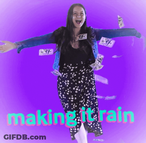 Happy Woman Making It Rain Money GIF