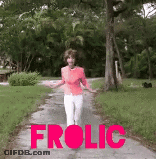 Happy Woman Skipping Frolic GIF
