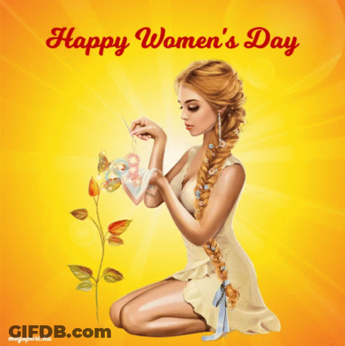 Happy Women's Day Bubbles Sparkles GIF