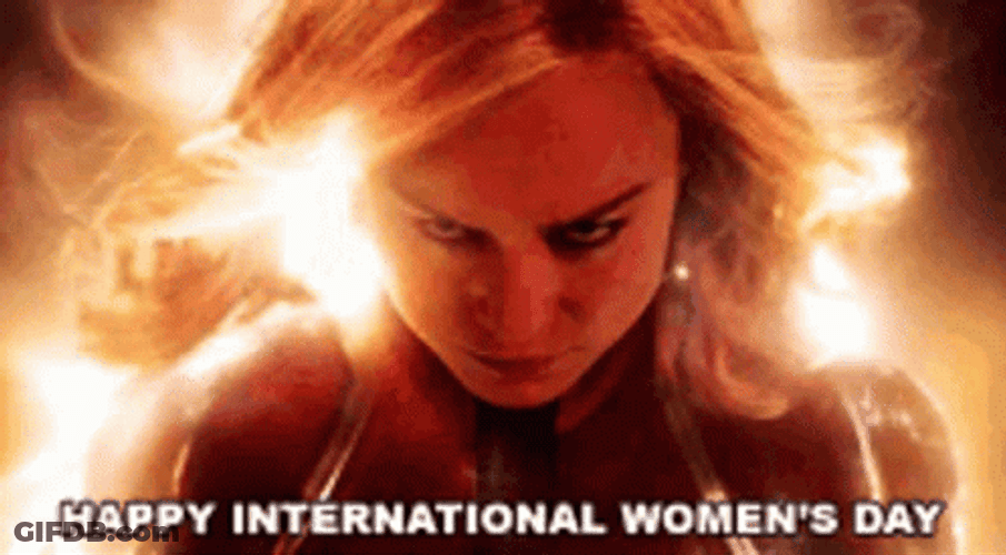 Happy Women's Day Captain Marvel Laser Eyes GIF