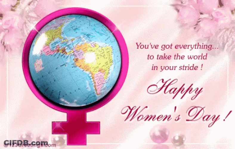 Happy Women's Day Globe Pink GIF