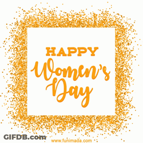 Happy Women's Day Gold Glitters GIF