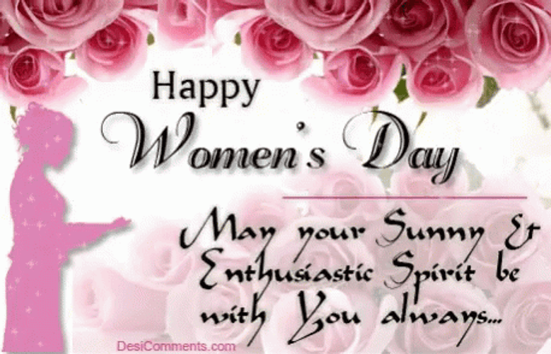 Happy Women's Day  Pink Roses GIF