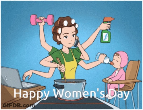 Happy Women's Day Woman Cooking Talking On Phone GIF