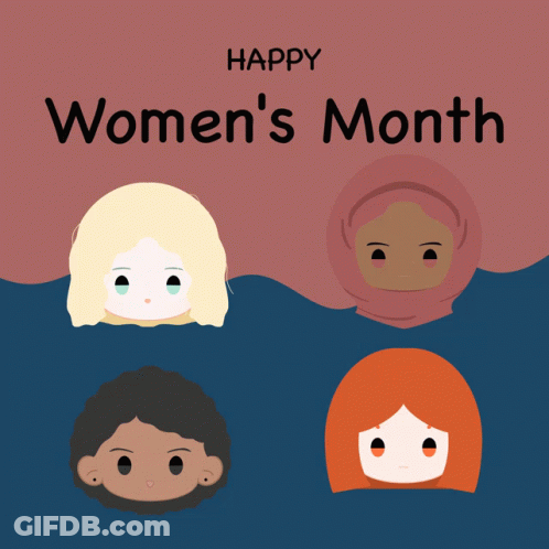 Happy Women's Month Poster With Four Women's Faces GIF