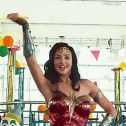Happy Wonder Woman Gal Gadot GIF