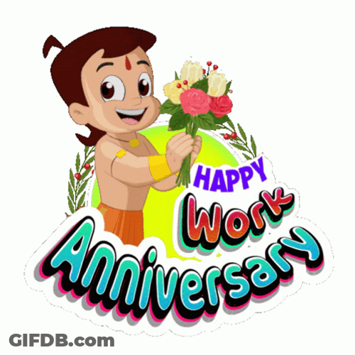 Happy Work Anniversary Cute Kid Animation GIF