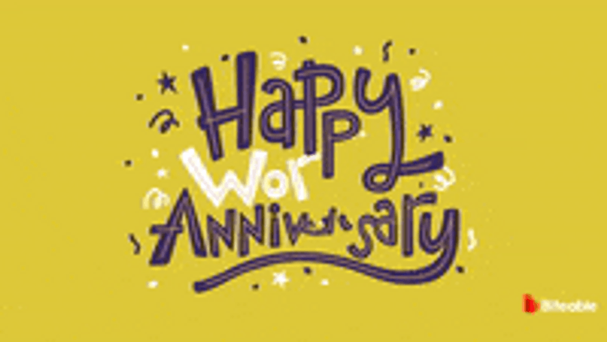 Happy Work Anniversary Digital Text Design GIF