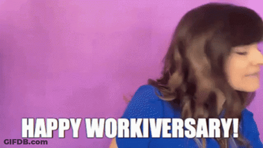 Happy Work Anniversary Giggly Lady GIF
