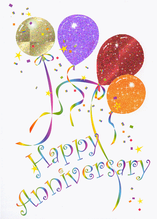 Happy Work Anniversary Glittery Balloons GIF