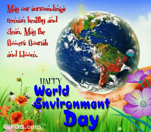Happy World Environment Day Hand Holding Globe GIF