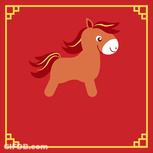 Happy Year Of The Horse Greeting Card GIF