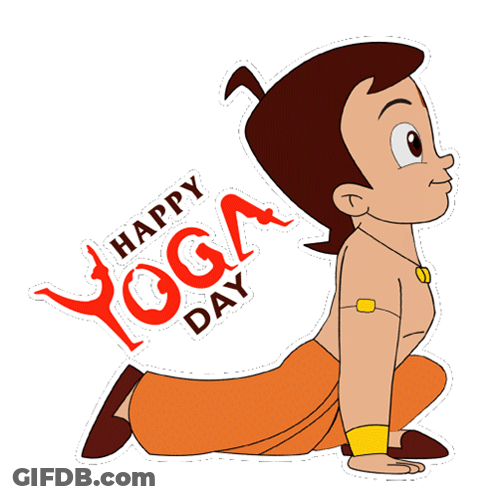 Happy Yoga Day Cartoon Character GIF