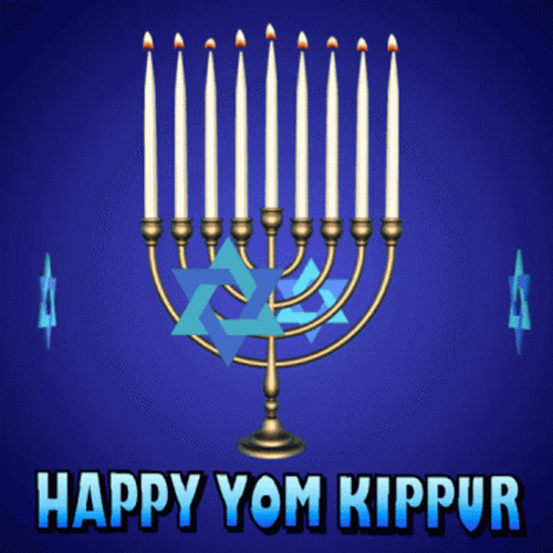 Happy Yom Kippur Channukiah Star Of David GIF