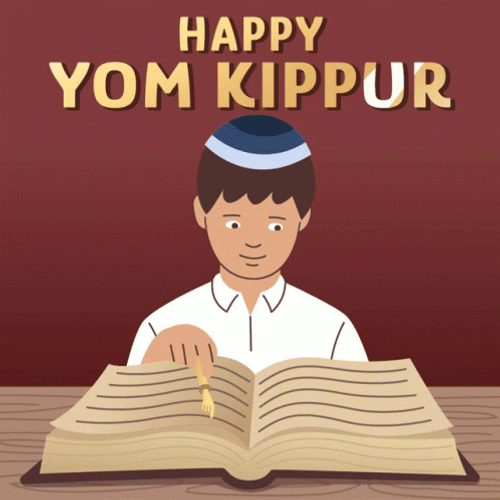 Happy Yom Kippur Reading Bible Hebrew Calendar GIF
