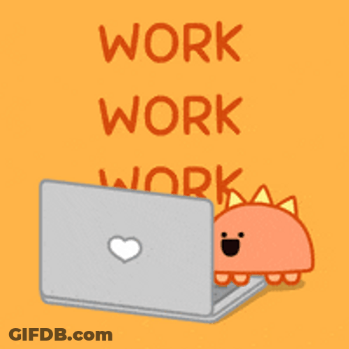 Hard Work Cute Dino Typing GIF