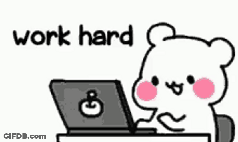 Hard Work Hardworking Cute Sticker Typing GIF