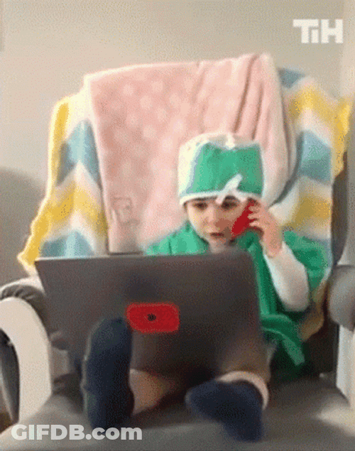 Hardworking Baby Doing Phone Call GIF