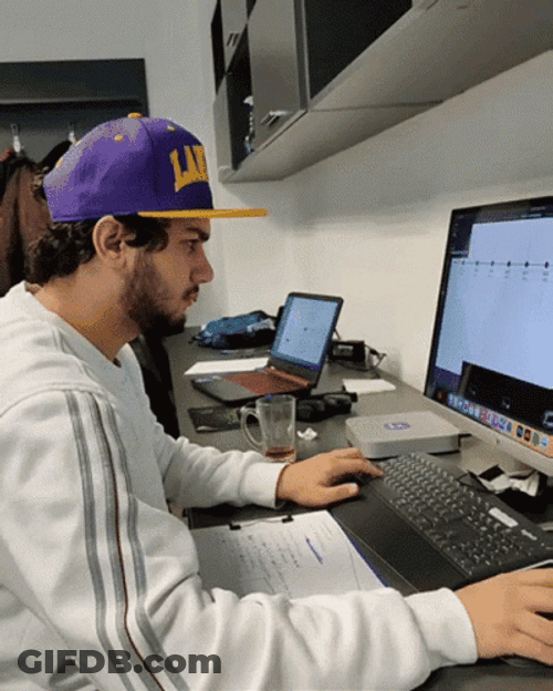 Hardworking Freelancer In A Lakers Cap GIF