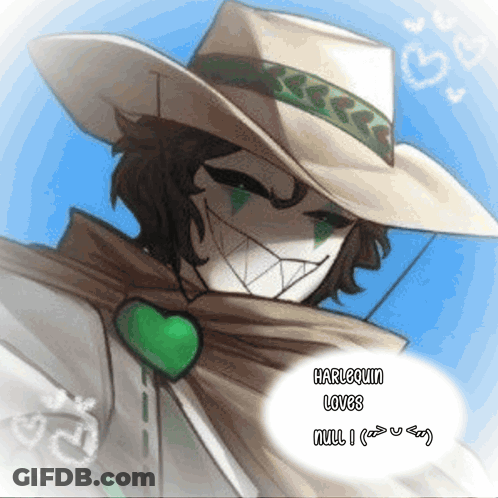 Harlequin With Green Heart GIF