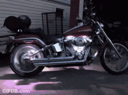 Harley Davidson Motorcycle In Front Of House GIF