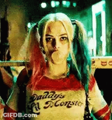Harley Quinn Blowing Bubble GIF