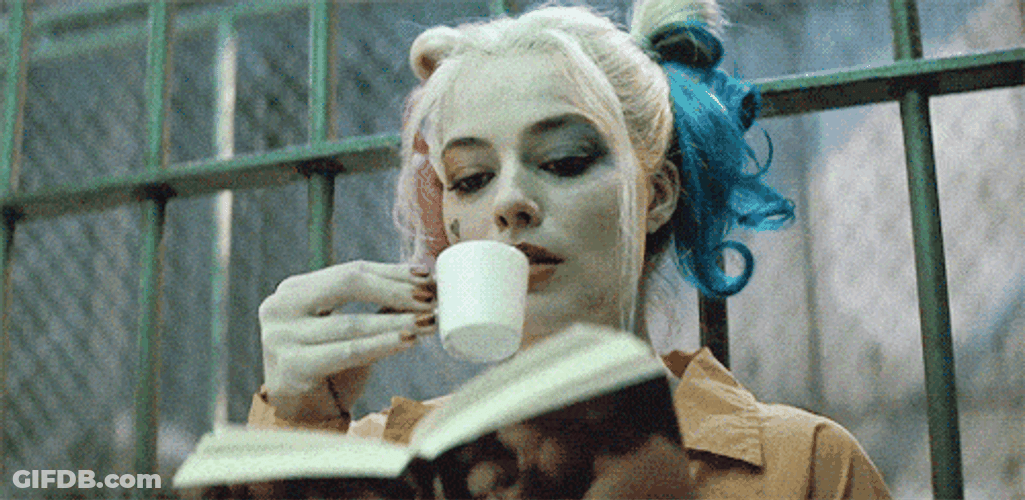 Harley Quinn Drinking Coffee GIF