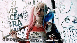 Harley Quinn Holding Bat We're Bad Guys GIF