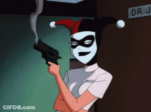 Harley Quinn Holding Gun And Smoking GIF