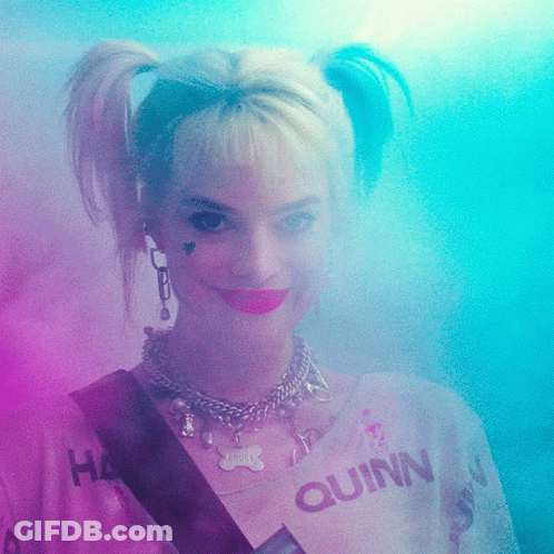 Harley Quinn Is Wearing A Shirt That Says Quinn GIF