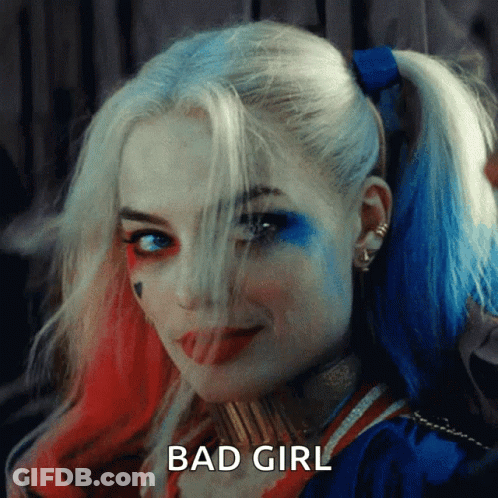 Harley Quinn Making Funny Face Saying Bad Girl GIF
