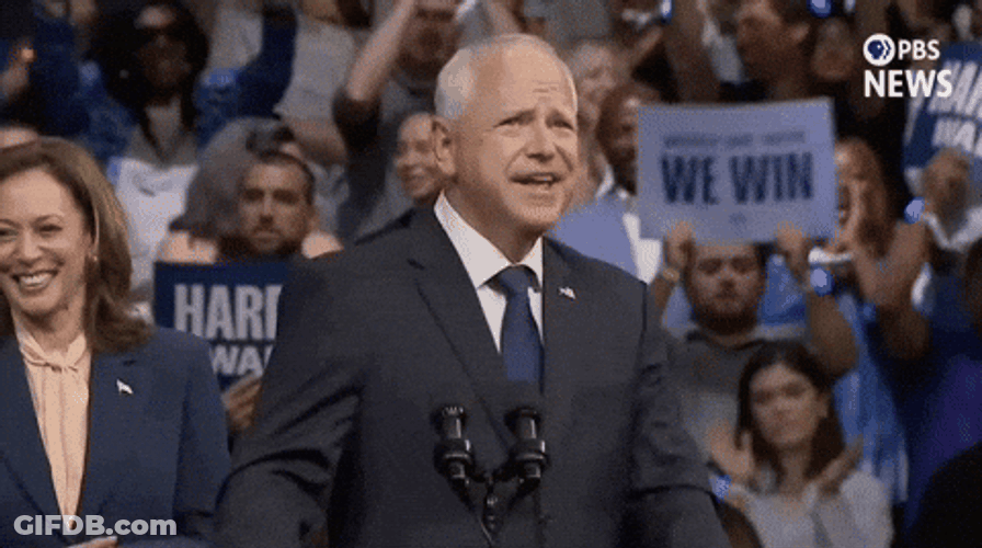 Harris Walz Salutes Audience GIF